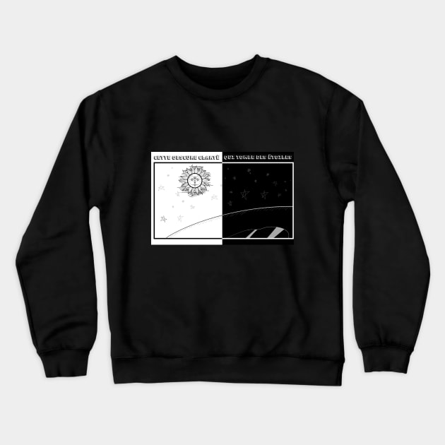 Sun Black and White Print Crewneck Sweatshirt by Elektrokarneval